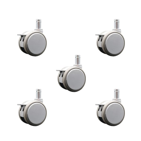 Service Caster 2.375 Inch MRI Safe Casters with Brakes, 7/16 Grip Ring Stem, Set of 5, SCC, 5PK SCC-GR02S60-TPR-GRY-B-71678-MRI-5